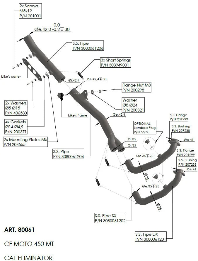 HEADER PIPES CF MOTO 450 MT