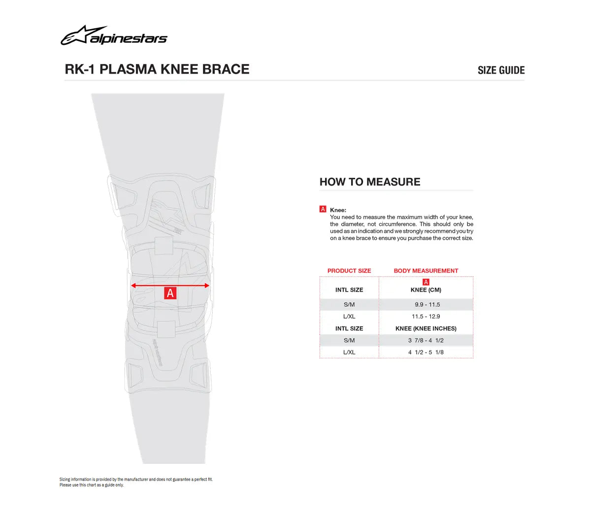 KNEEBRACE RK-1 PLASMA BLK/RD L/XL