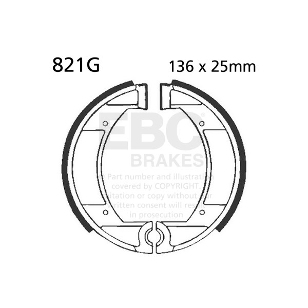 Brake Shoe Water Grooved Series Organic 821G
