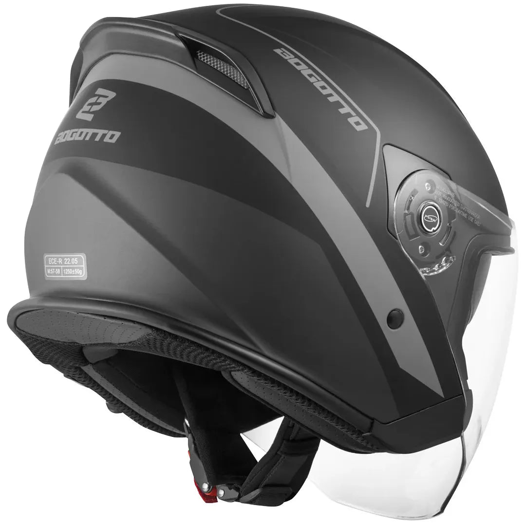 V586 Detri Jet Helmet Black Matt/Grey