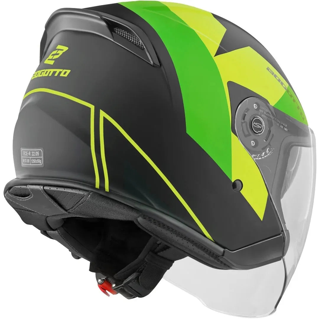 V586 Detri Jet Helmet BT Black Matt/Green