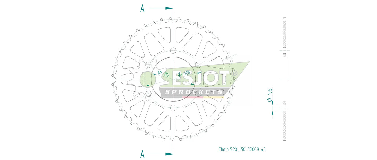 SPROCKET REAR 43T 520