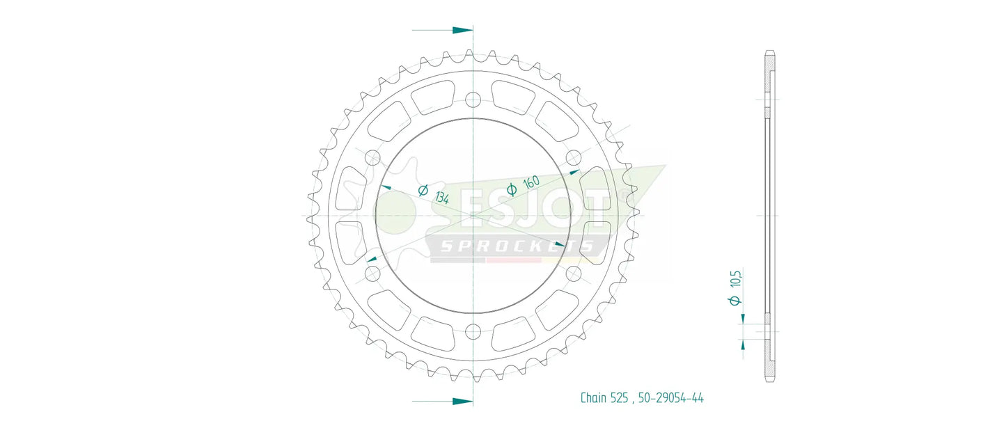 SPROCKET REAR 44T 525