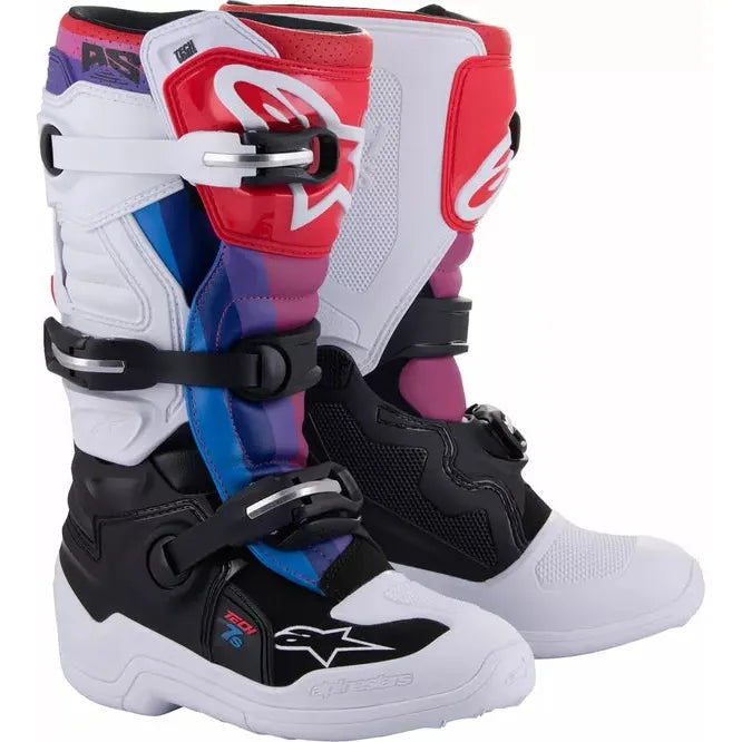 Youth Tech 7S Boots Black/White/Rainbow