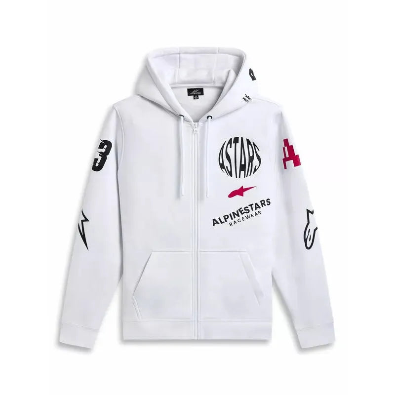 Variegate Zip Hoodie White