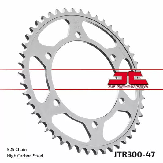 Sprocket Rear 47T 525 Blk Jtr300.47Zbk