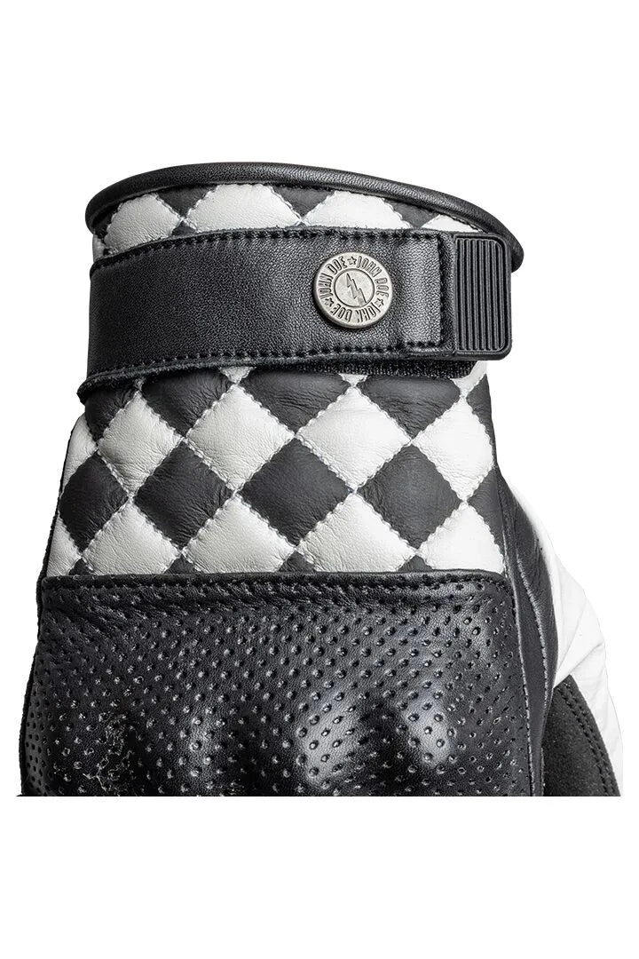 GLOVE TRACKER RACE LEATHER WHITE/BLACK LG