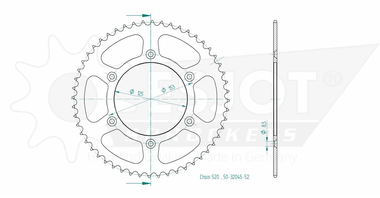 SPROCKET REAR 52T 520