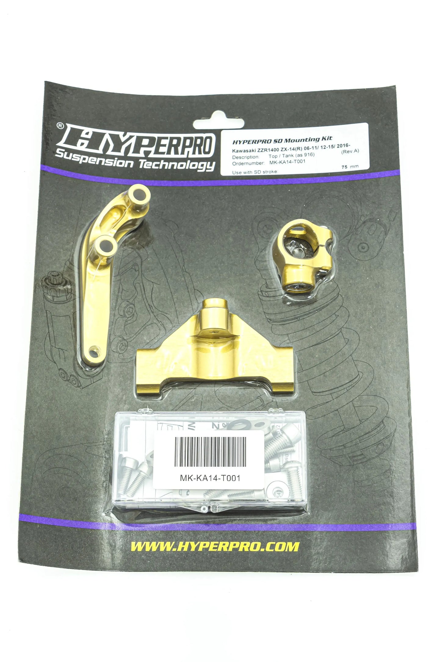 SD MOUNT. KIT  GOLD KAWASAKI ZZR 1400 06->