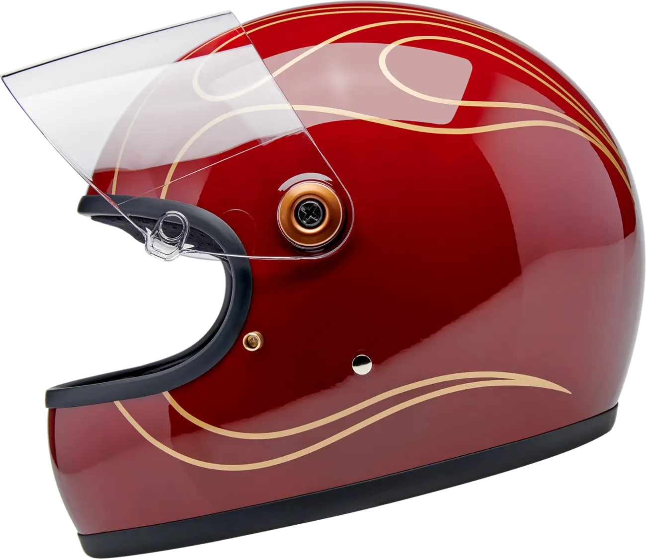 HELMET GRINGO S GLOSS GARNET RED W/ FLAMES SM