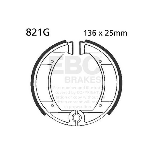Brake Shoe Water Grooved Series Organic 821G