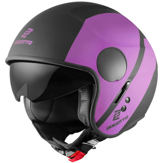 V595 Sierra Jet Helmet Black Matt/Purple