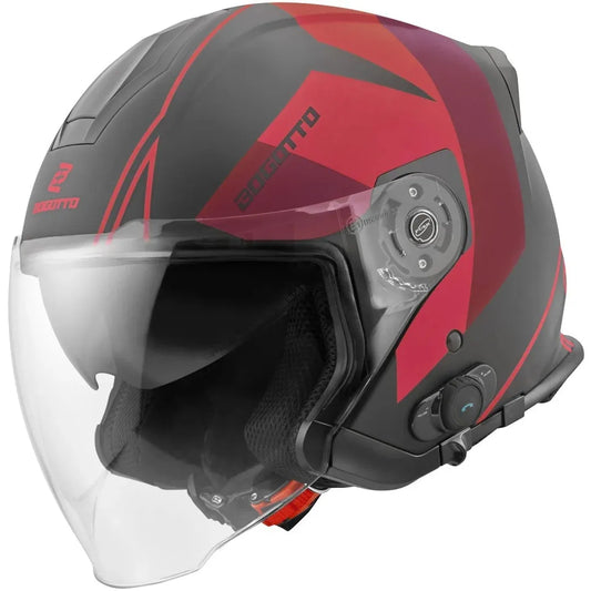 V586 Detri Jet Helmet BT Black Matt/Red