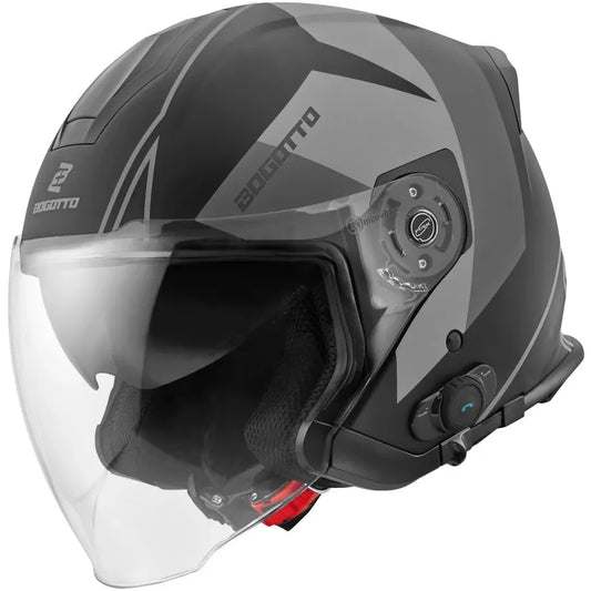 V586 Detri Jet Helmet BT Black Matt/Grey
