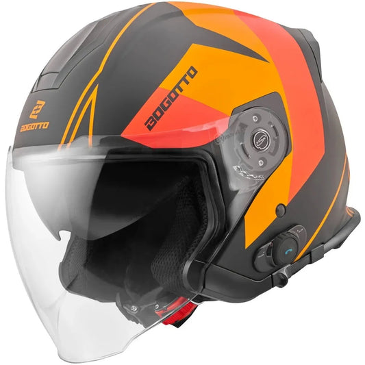 V586 Detri Jet Helmet BT Black Matt/Orange