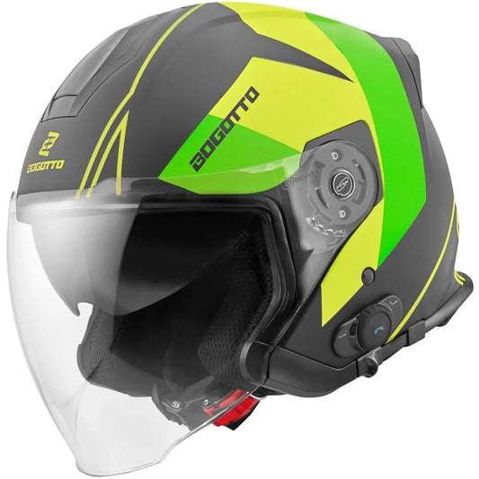 V586 Detri Jet Helmet BT Black Matt/Green