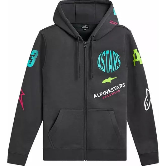 Variegate Zip Hoodie Black