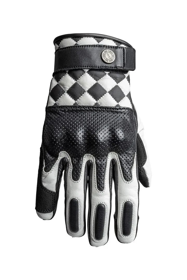 GLOVE TRACKER RACE LEATHER WHITE/BLACK LG