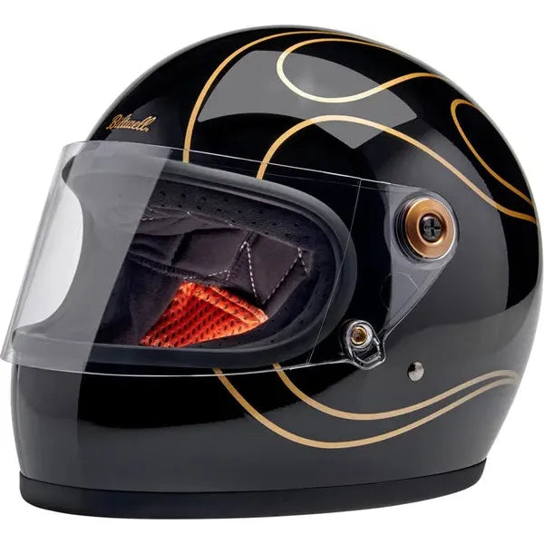 Gringo S Helmet Black/Gold Flames